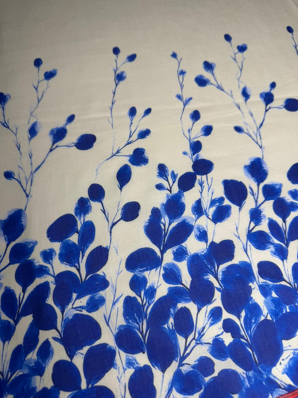Blue floral pattern on a white background