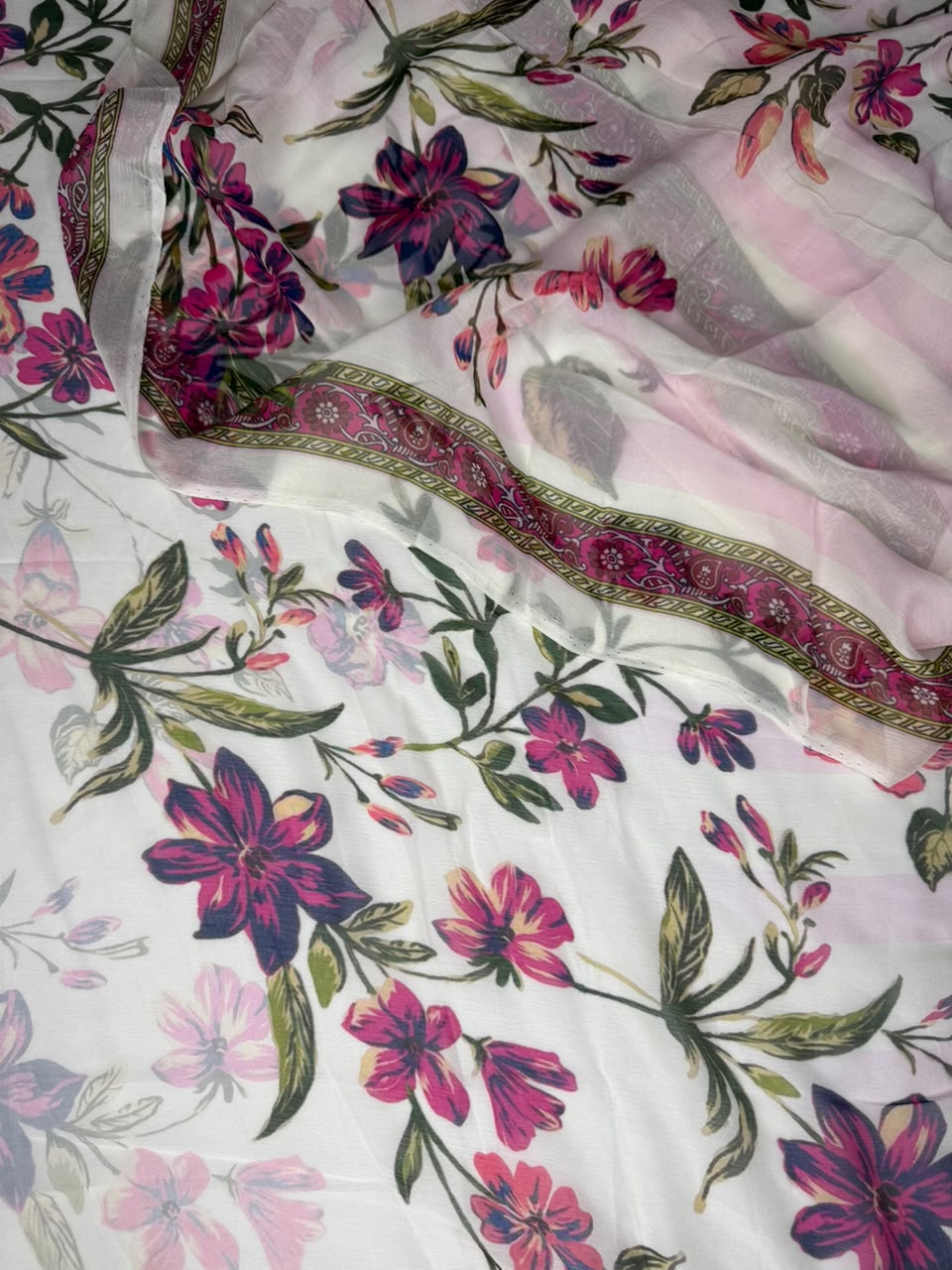 Anmol Luxe Lawn 3 Piece Suit | All Over Print Shirt Trouser with Pure Bamber Chiffon Dupatta