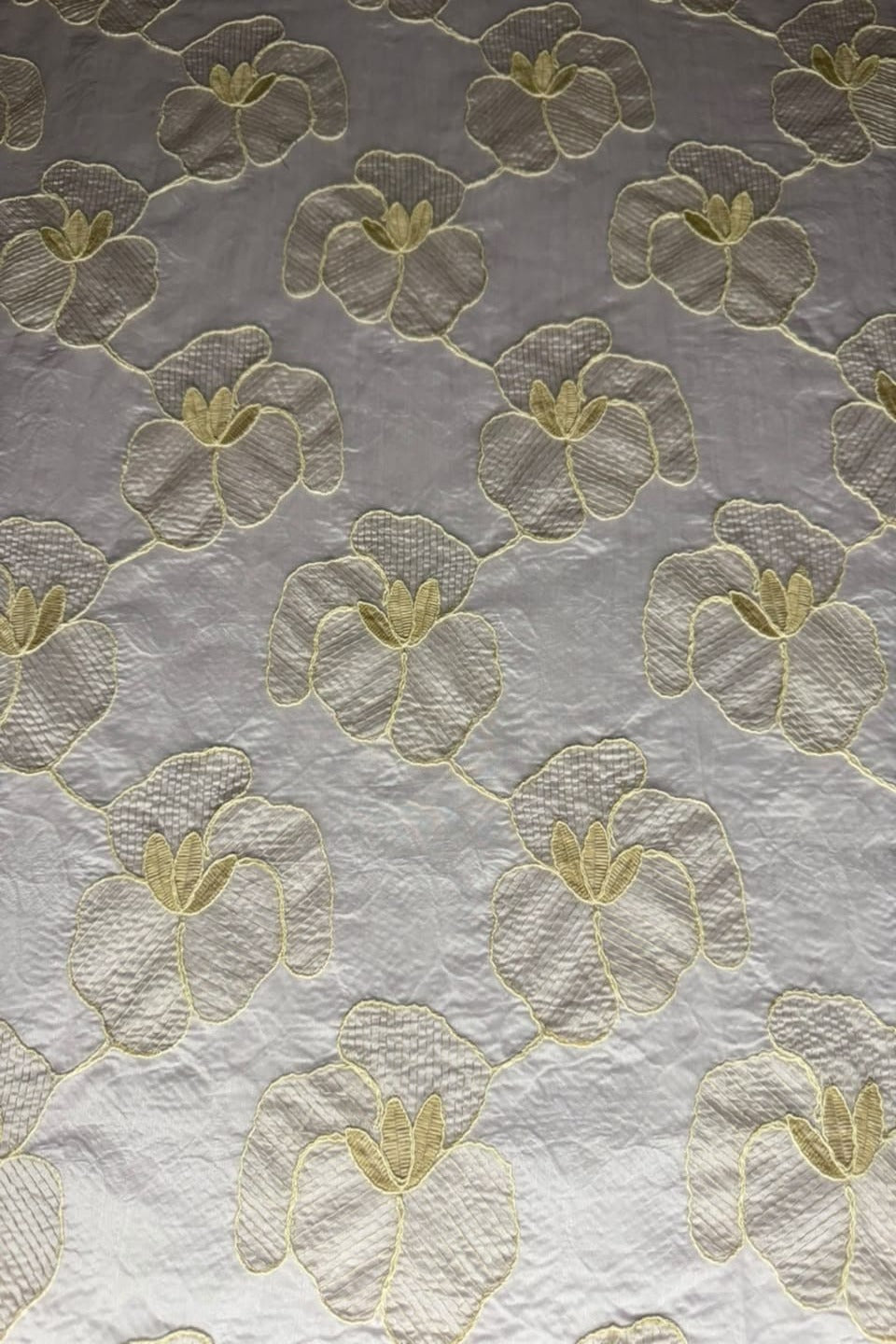 Printed Embroidered Paper Silk Chikankari Unstitched Shirt - Light Lilac