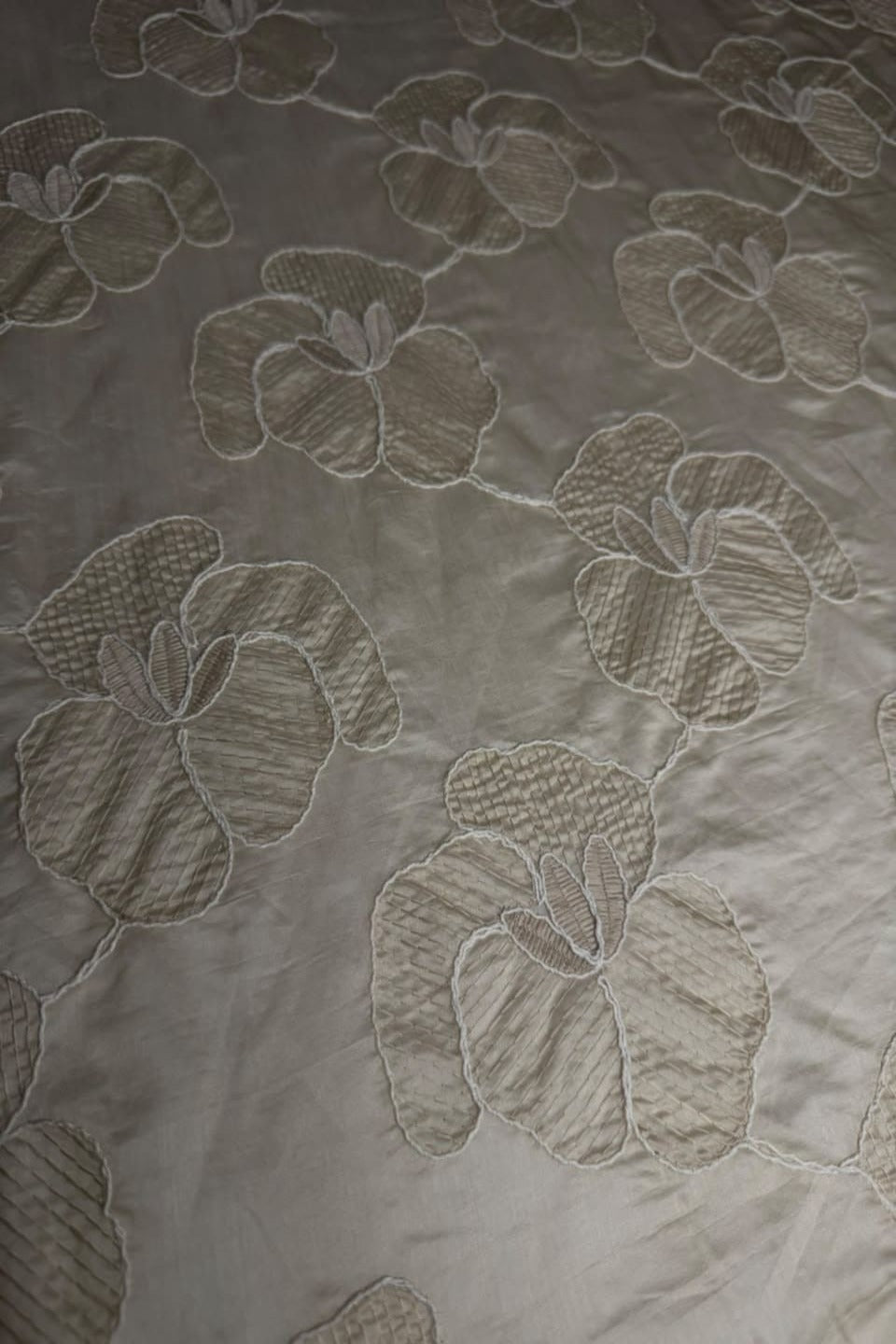 Printed Embroidered Paper Silk Chikankari Unstitched Shirt - Cream Gold
