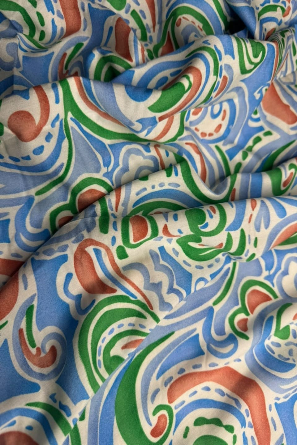 Premium Stone Linen Blue Multicolor Paisley Print 4 Yard Suit