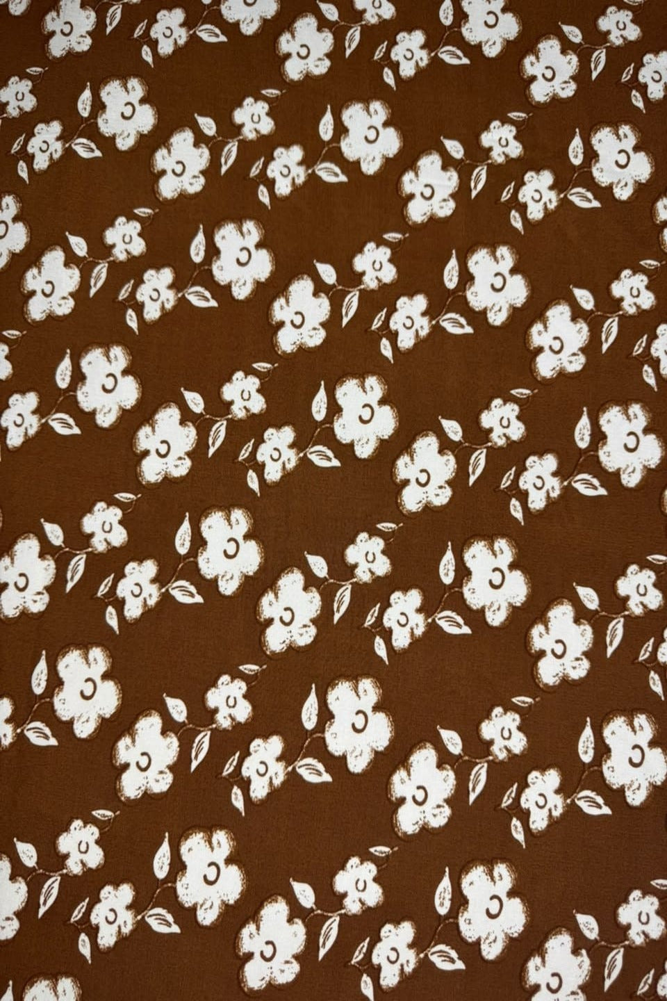Premium Stone Linen Caramel Brown Floral Print 4 Yard Suit