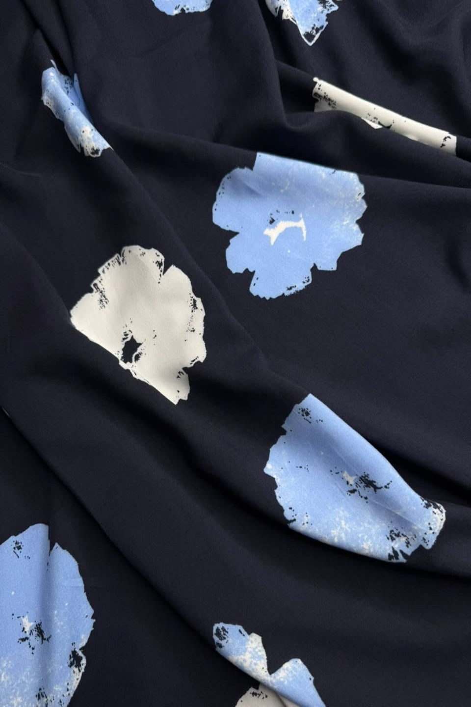 Premium Stone Linen Black Abstract Floral Print 4 Yard Suit