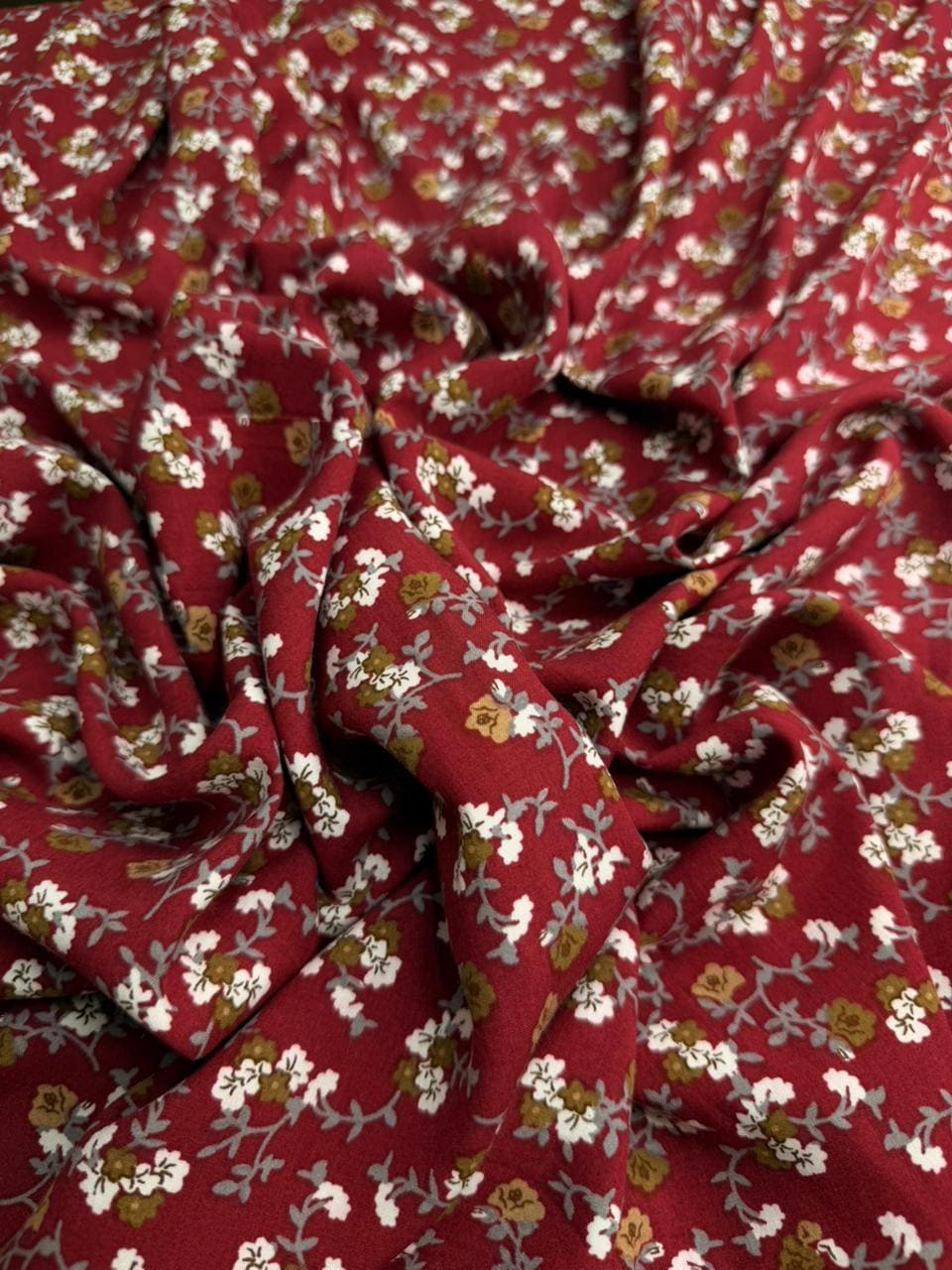 Luxury Imported Stone Linen Maroon Floral Printed Shirt & Trouser