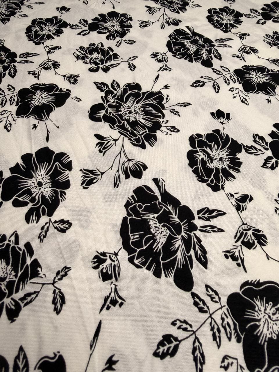 Luxury Imported Stone Linen Off-White Black Monochrome Floral Printed Shirt & Trouser