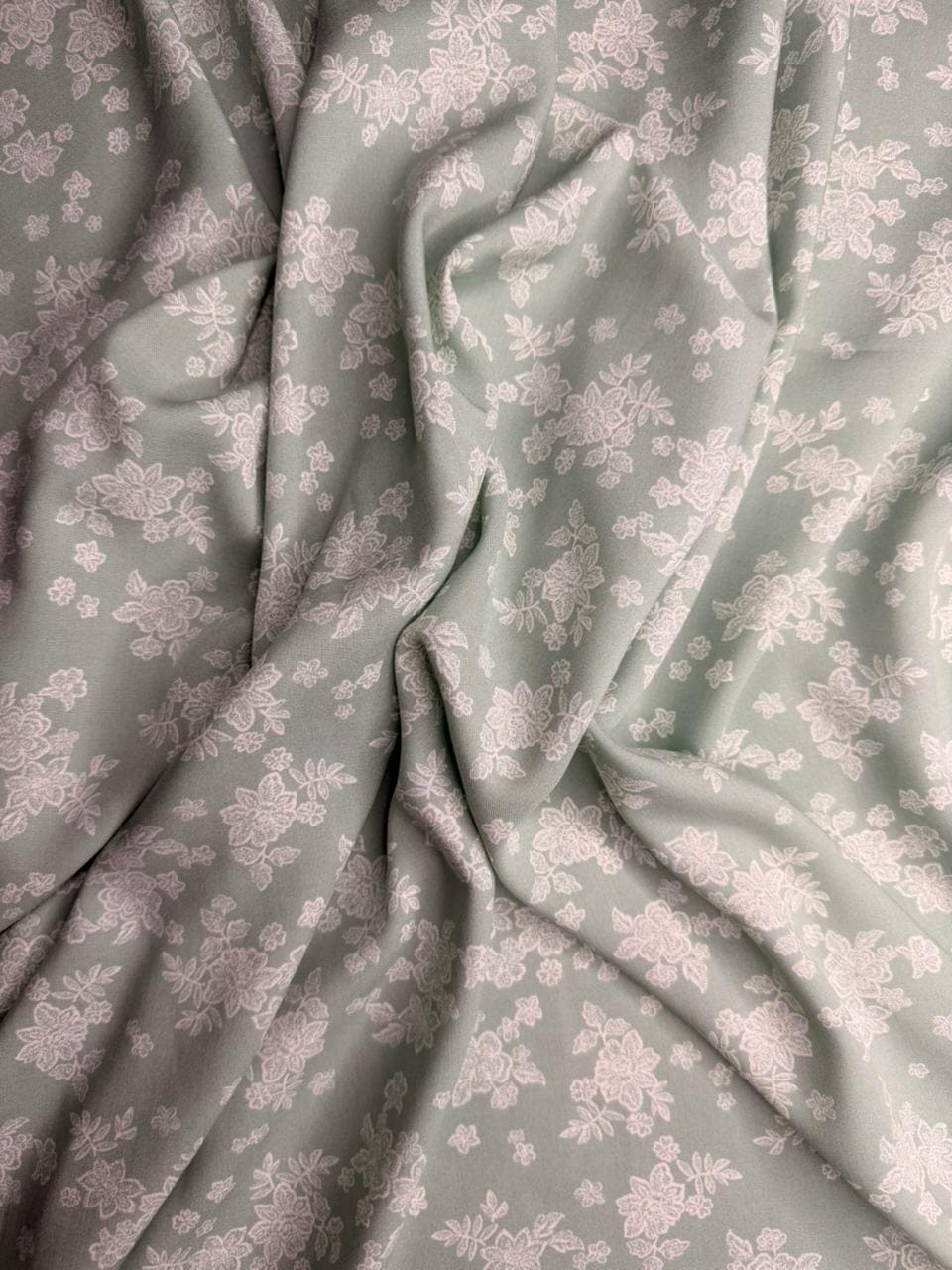 Luxury Imported Stone Linen Sage Green Floral Printed Shirt & Trouser