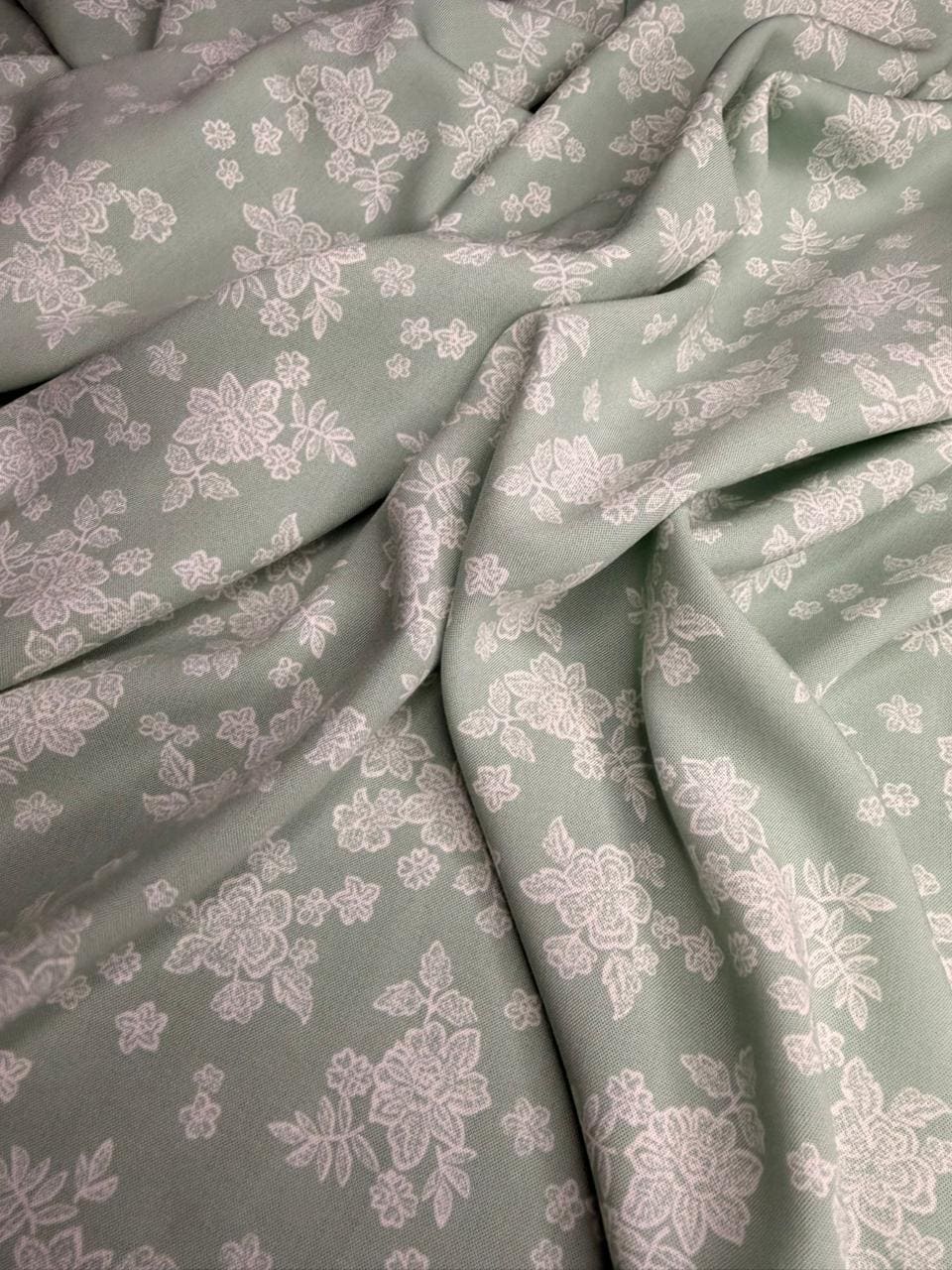 Luxury Imported Stone Linen Sage Green Floral Printed Shirt & Trouser