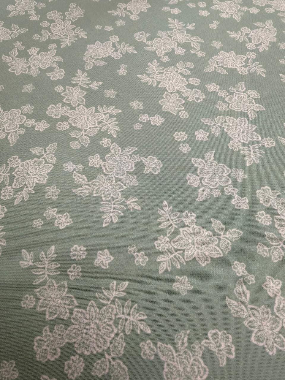 Luxury Imported Stone Linen Sage Green Floral Printed Shirt & Trouser