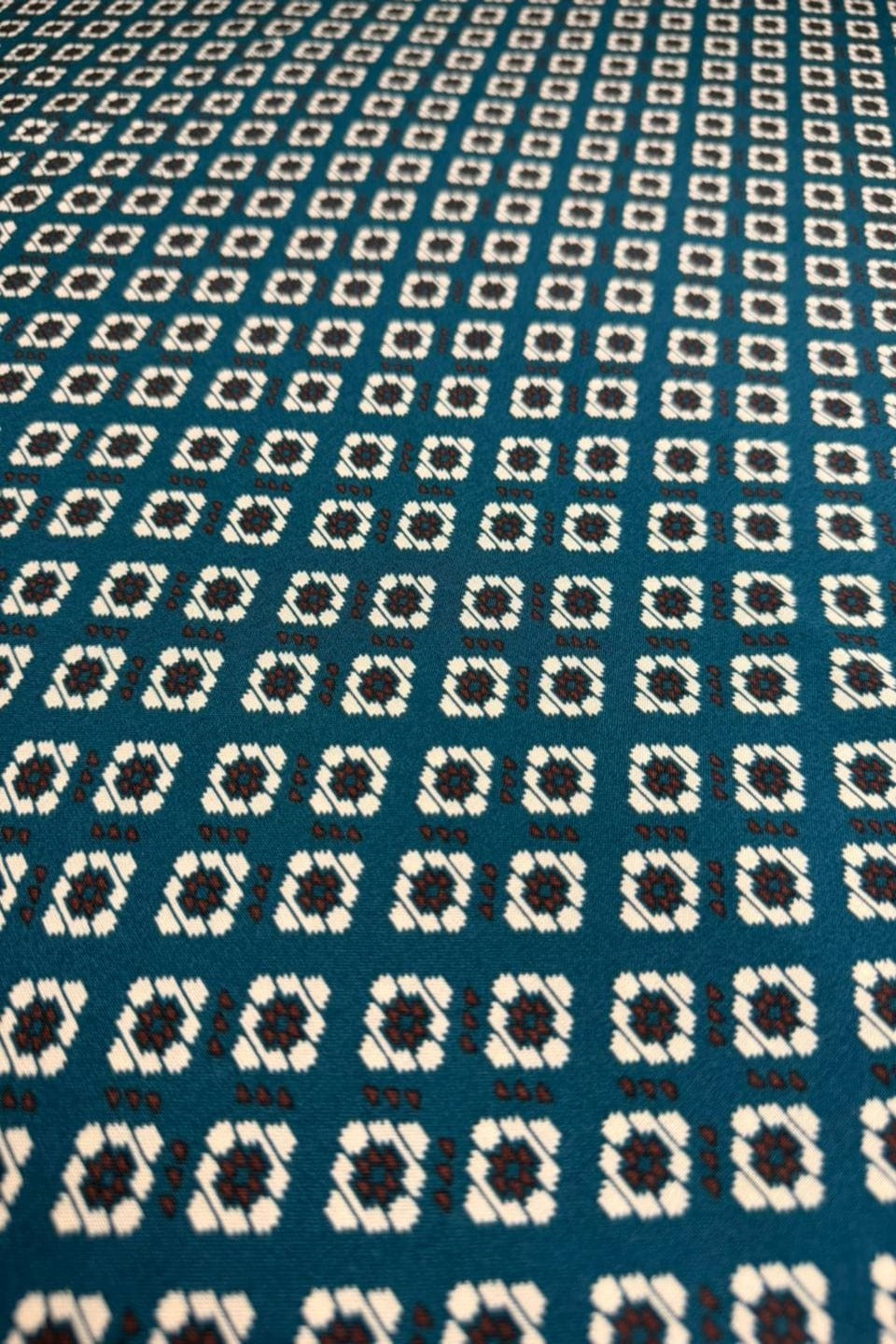 Luxury Imported Stone Linen Teal Blue Geometric Ikat Printed Shirt & Trouser