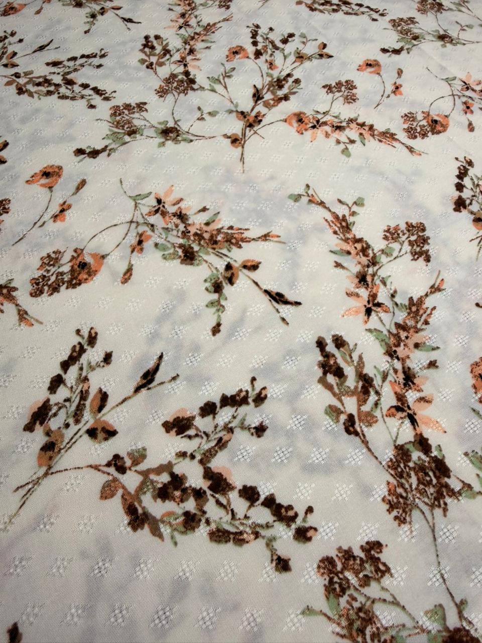 Luxury Imported Stone Linen Cream Peach Floral Printed Shirt & Trouser