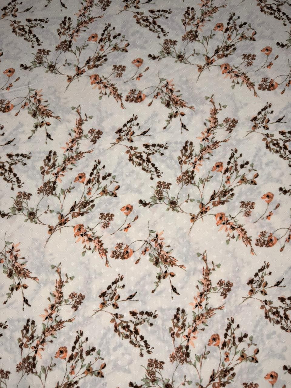 Luxury Imported Stone Linen Cream Peach Floral Printed Shirt & Trouser