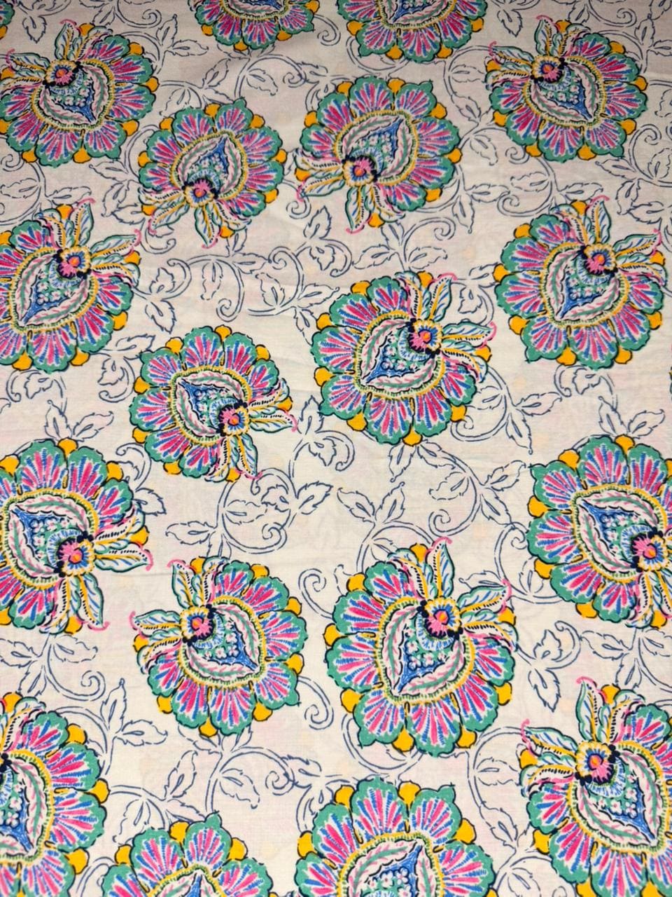 Luxury Imported Stone Linen Off-White Vibrant Floral Paisley Printed Shirt & Trouser