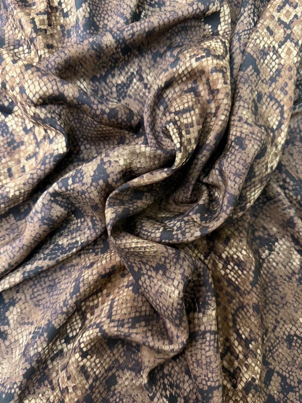 Luxury Imported Stone Linen – Snakeskin Animal Printed Fabric in Brown (4 Yards)