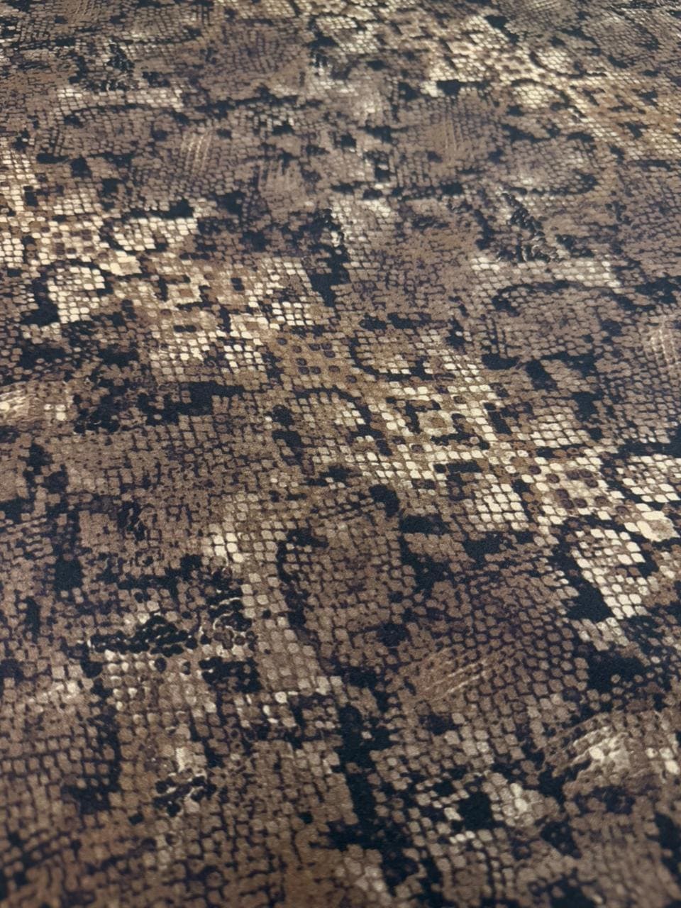 Luxury Imported Stone Linen – Snakeskin Animal Printed Fabric in Brown (4 Yards)