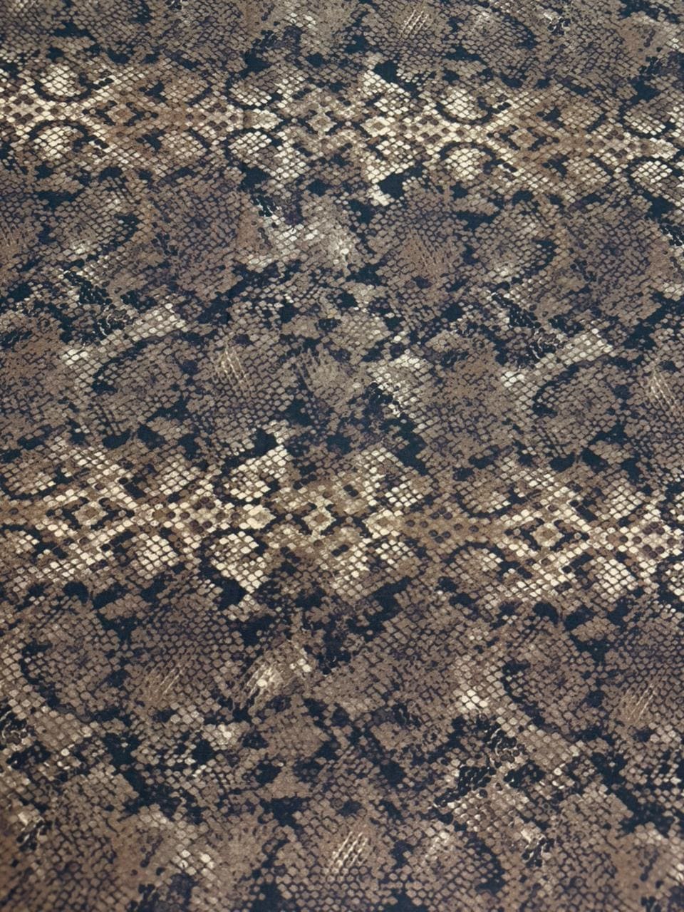Luxury Imported Stone Linen – Snakeskin Animal Printed Fabric in Brown (4 Yards)