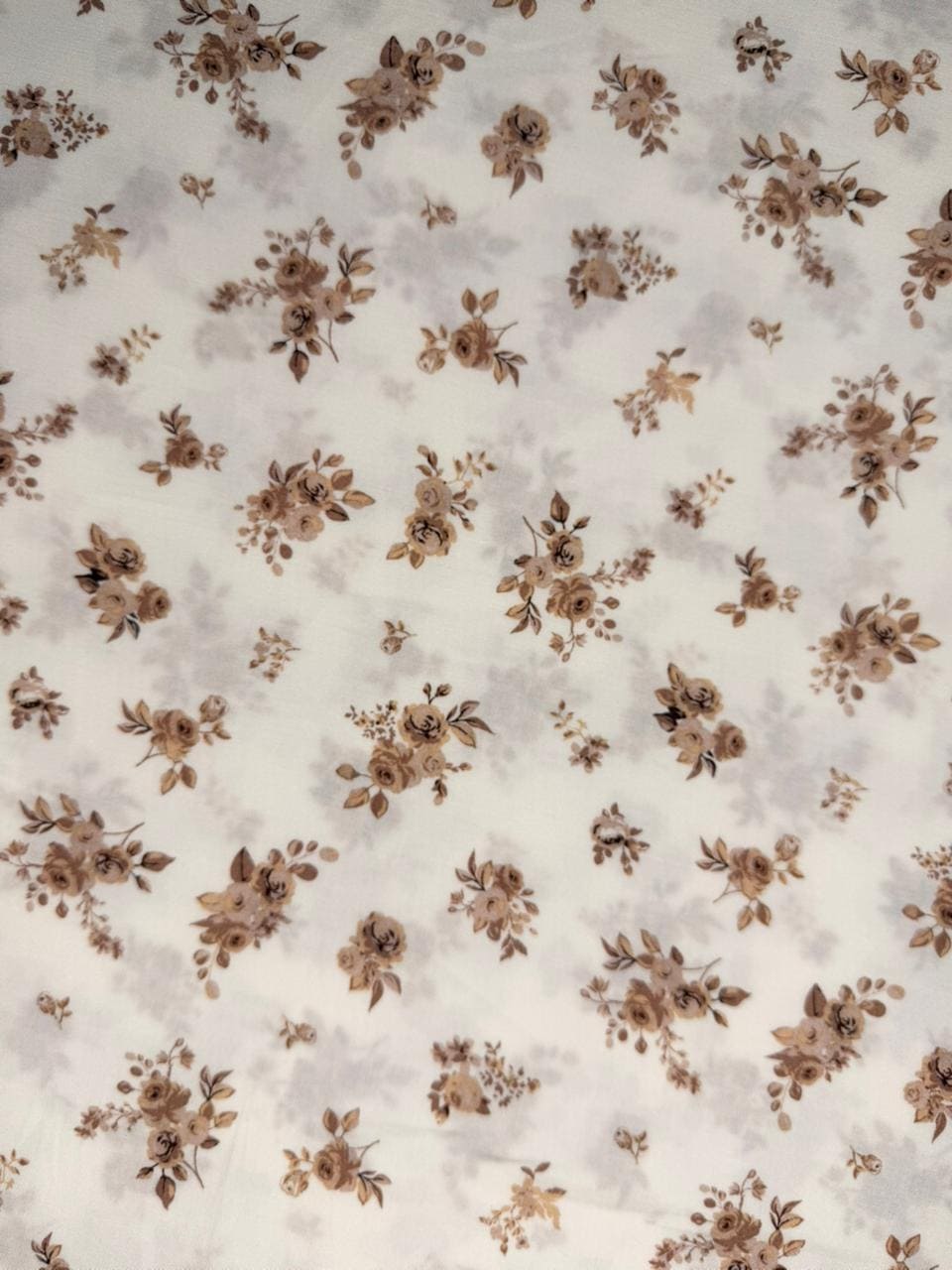 Luxury Imported Stone Linen – Micro Floral Rose Printed Fabric in Beige (4 Yards)