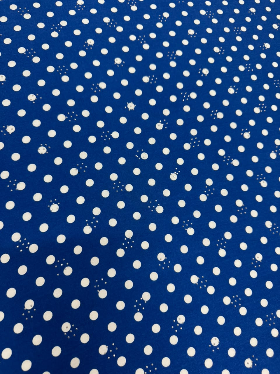 Diamond Linen Polka Dot Print  Blue & White - 2 Piece Suit For Women