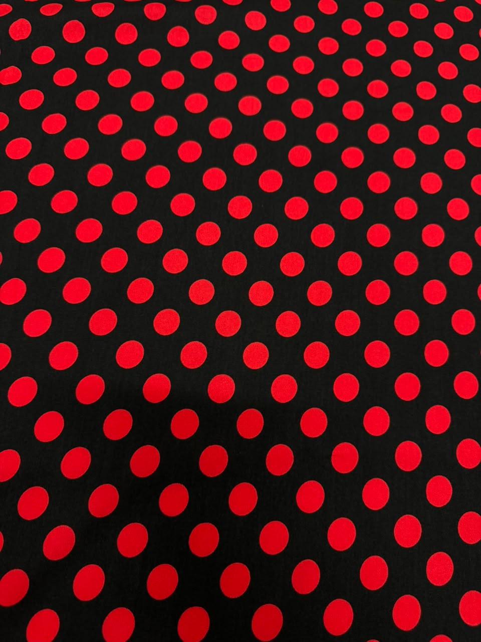 Premium Stone Linen – Red Polka Print | Black
