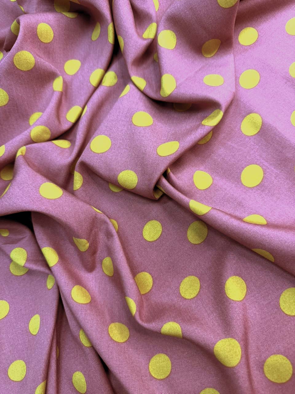 Premium Stone Linen – Golden Polka Dot Print | Mauve Pink