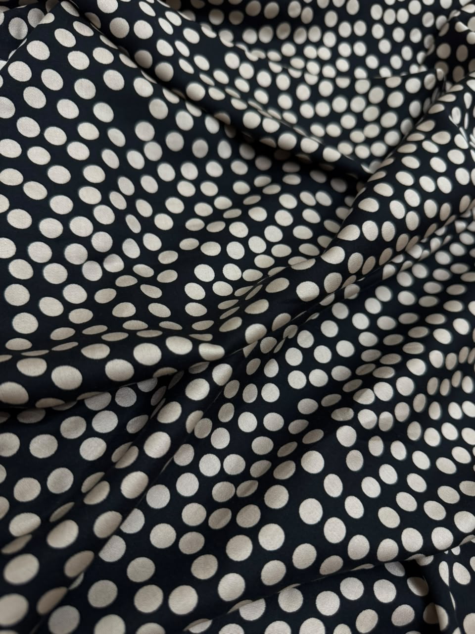 Marina Elaris – kundan  Black & Off-White Polka Dot Printed Unstitched 2 Piece Suit