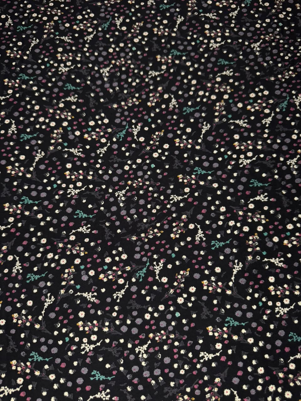 Marina Elaris - Black Ditsy Floral & Polka Printed Fabric