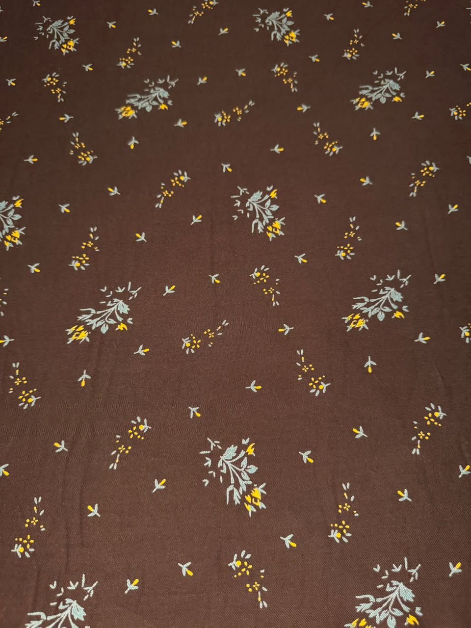 Marina Elaris - Dark Brown & Mustard Ditsy Floral Kundan Marina Printed Fabric