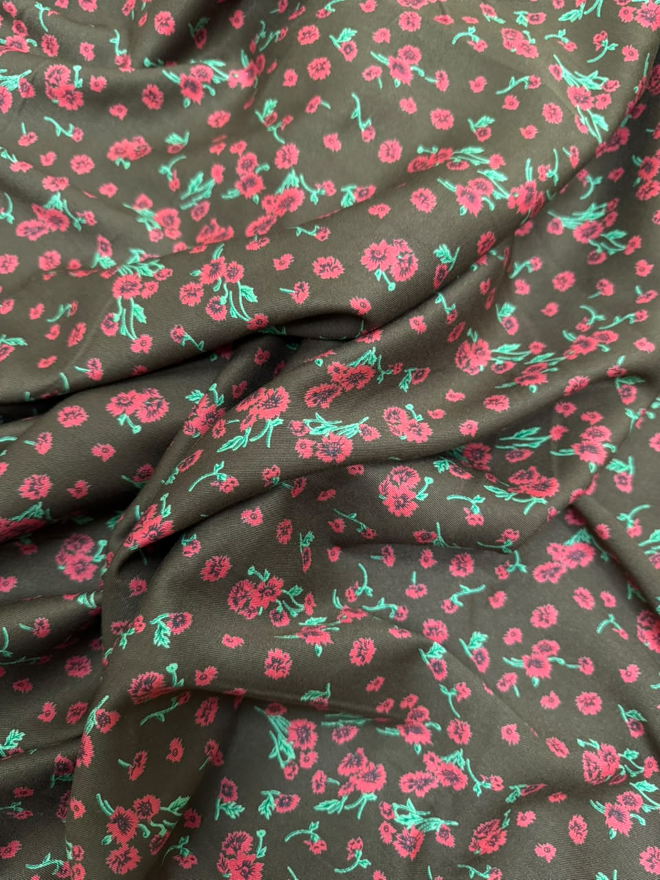 AYSEL LUXE MARINA - Ditsy Wildflower - Coffee Brown & Hot Pink