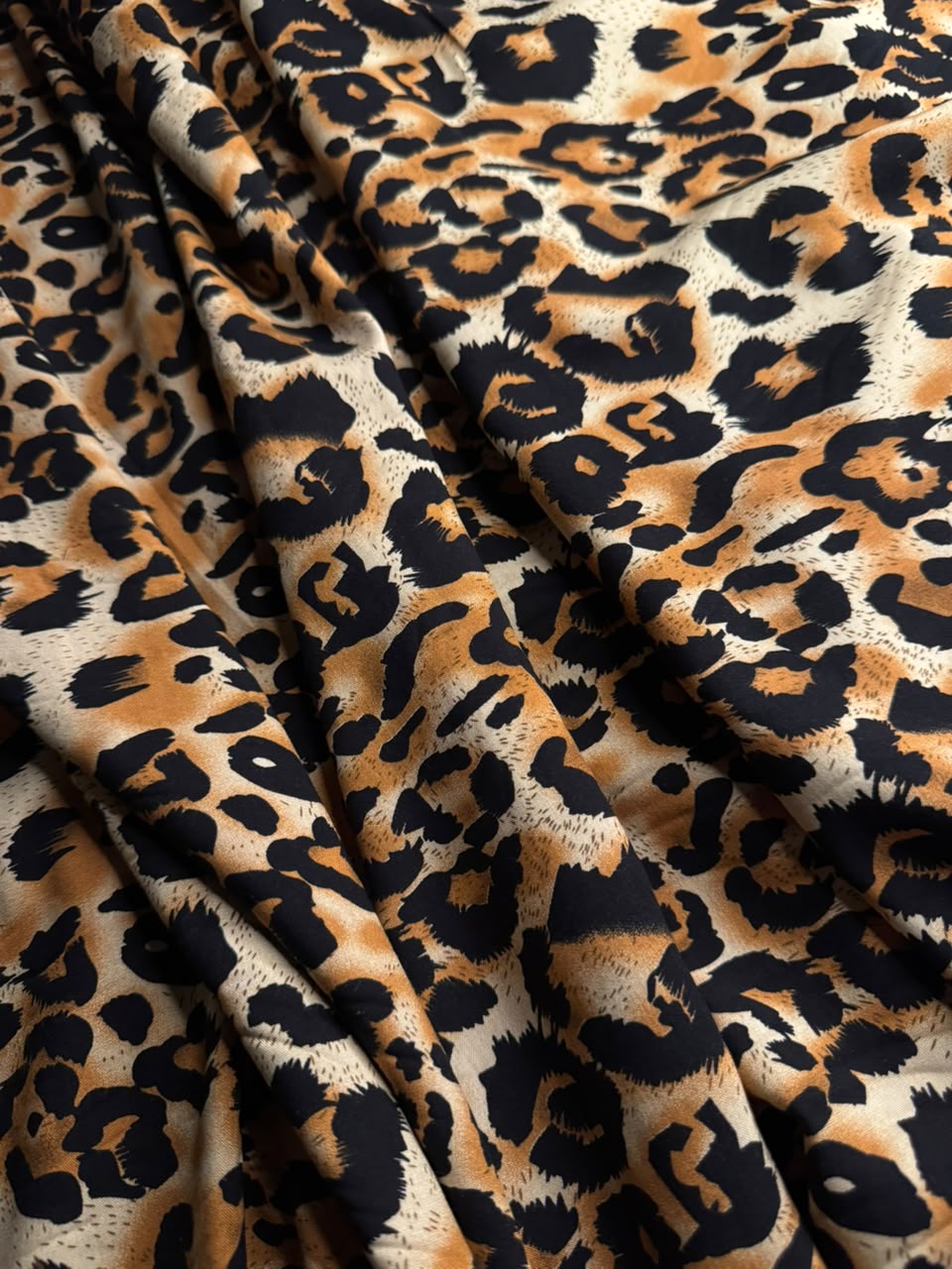 Luxury Stone Linen Fabric - Classic Leopard Print