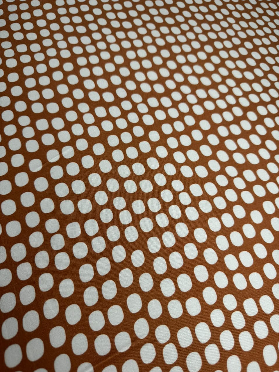 Marina Elaris - Brown Peach & White Polka Dot Printed Fabric