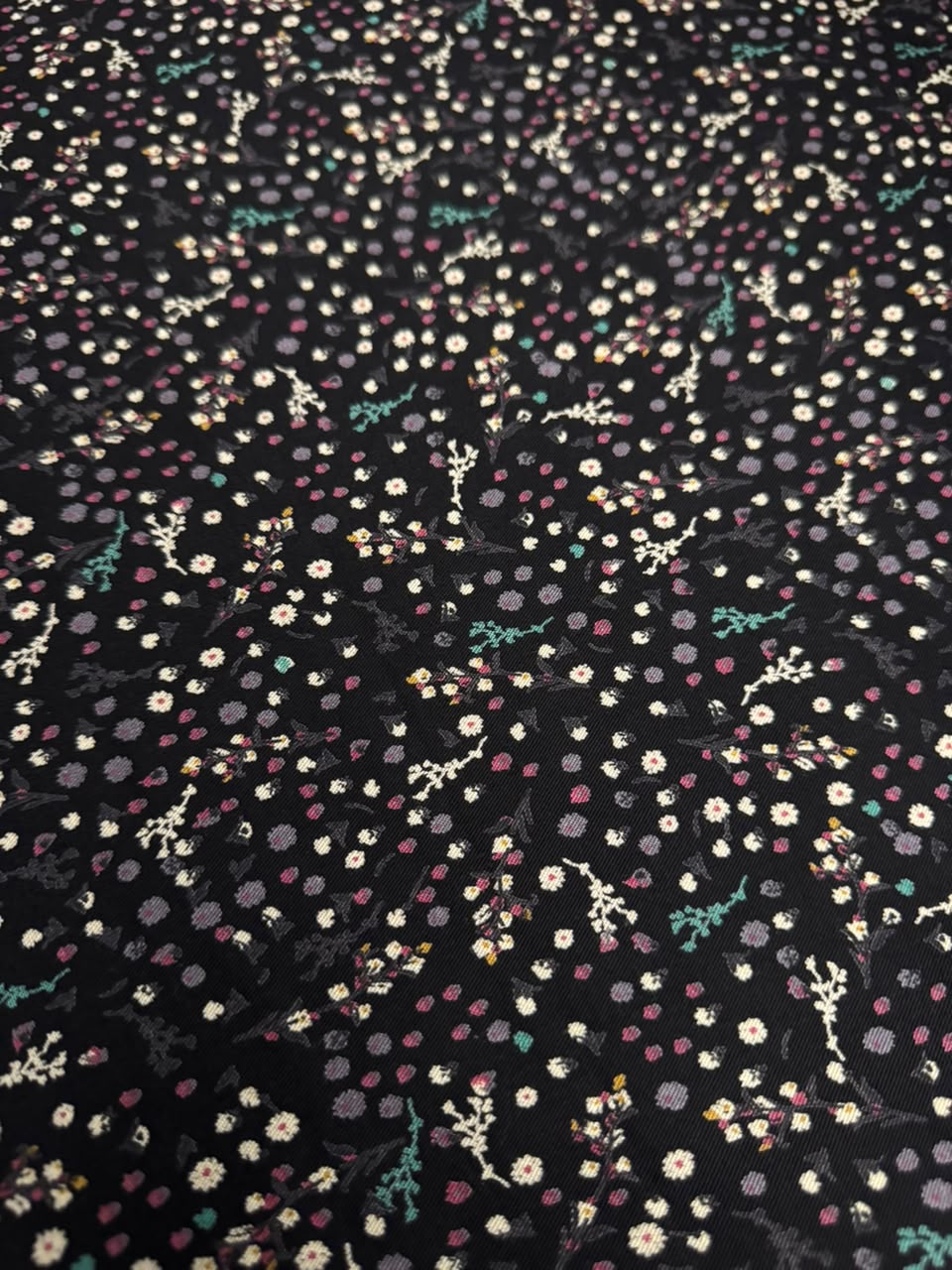 Marina Elaris - Black Ditsy Floral & Polka Printed Fabric