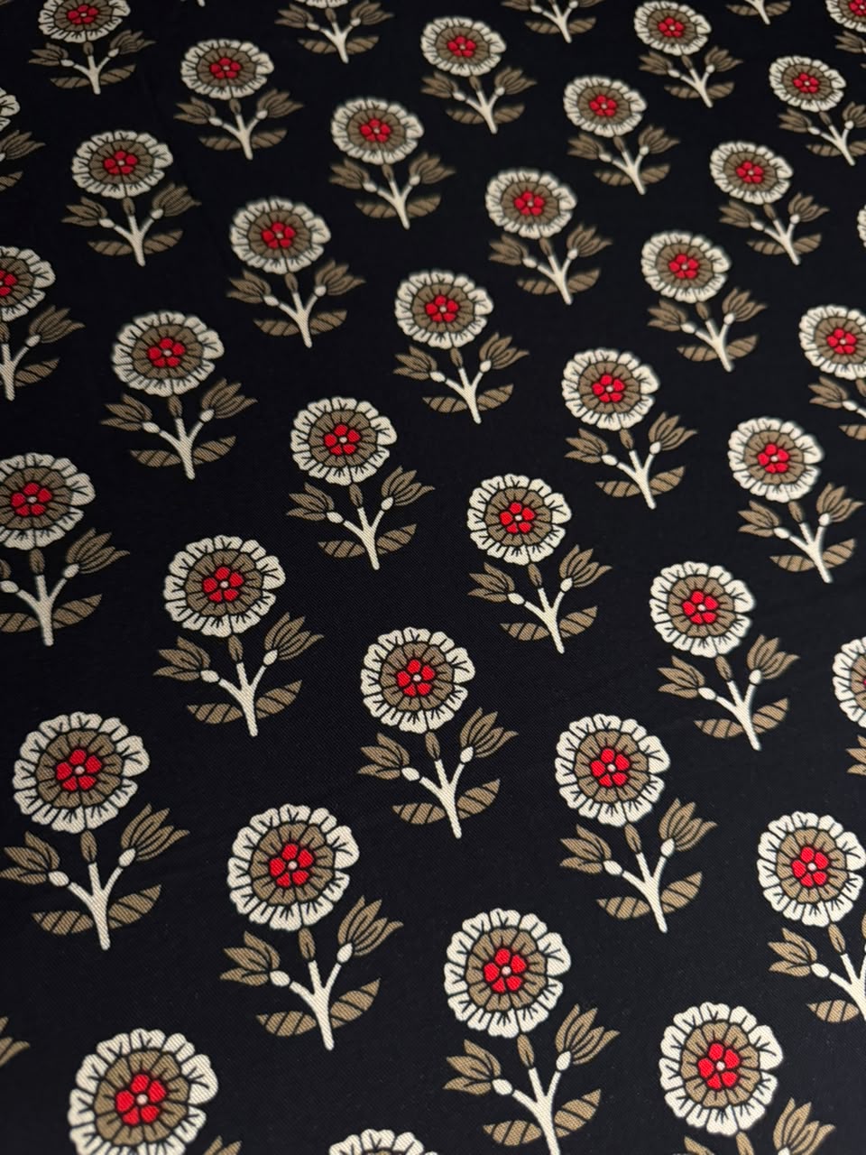 Zarvella Imported Marina Collection - Heritage Floral Booti - Midnight Black & Crimson Red