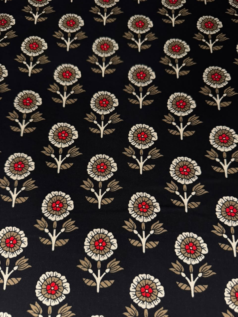 Zarvella Imported Marina Collection - Heritage Floral Booti - Midnight Black & Crimson Red