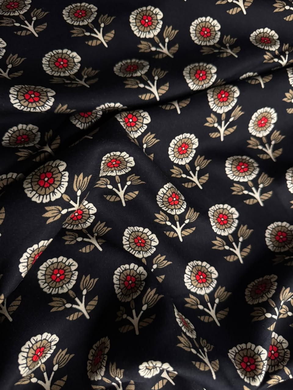 Zarvella Imported Marina Collection - Heritage Floral Booti - Midnight Black & Crimson Red