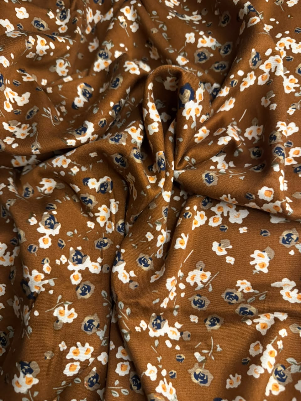 Zarvella Imported Marina Collection - Petite Ditsy Meadow - Caramel Brown & Ivory Cream