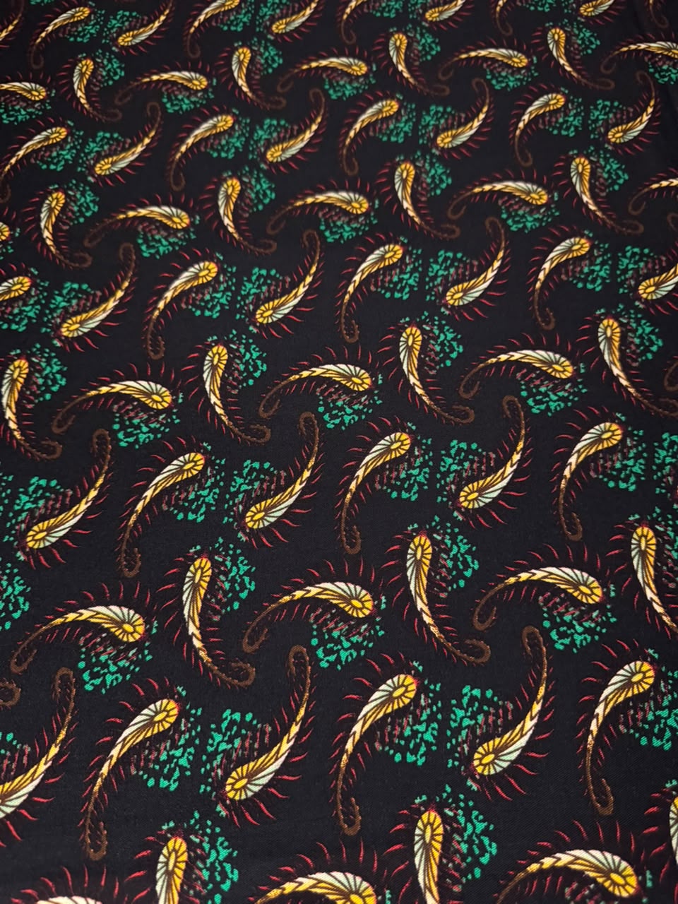 Zarvella Imported Marina Collection - Intricate Regal Paisley - Midnight Black & Emerald Green