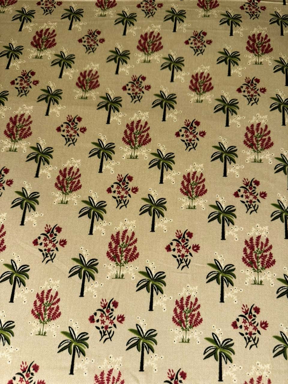 Zarvella Imported Marina Collection - Oasis Palm Motif - Light Mustard & Olive Green