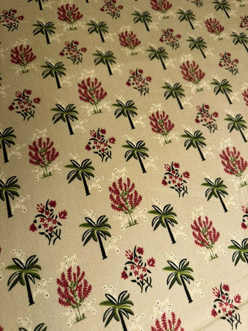 Zarvella Imported Marina Collection - Oasis Palm Motif - Light Mustard & Olive Green