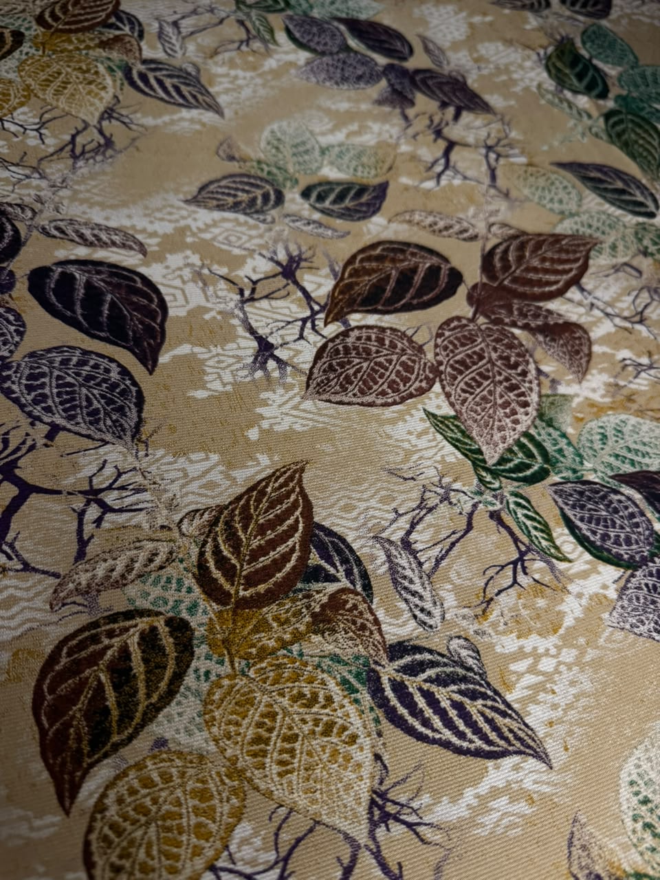 Zarvella Marina - Botanical Autumn Leaves - Warm Beige & Chestnut Brown