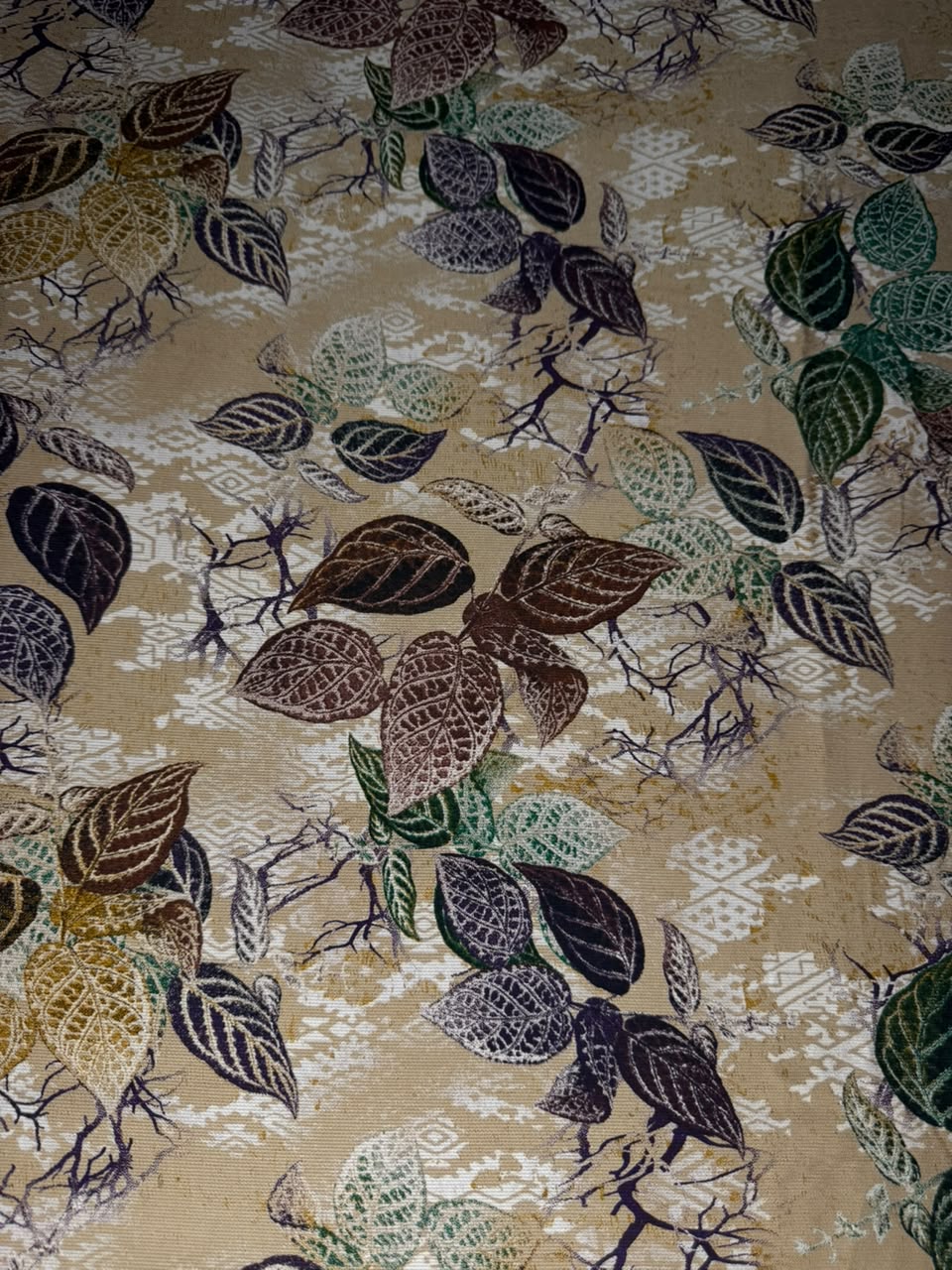 Zarvella Marina - Botanical Autumn Leaves - Warm Beige & Chestnut Brown