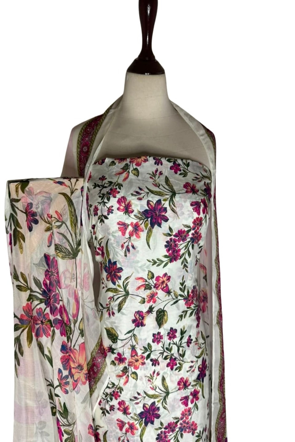 Anmol Luxe Lawn 3 Piece Suit | All Over Print Shirt Trouser with Pure Bamber Chiffon Dupatta