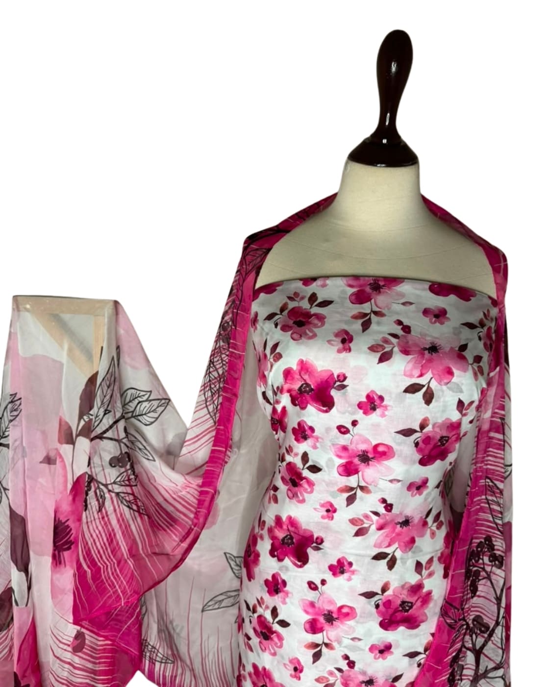 Anmol Luxe Unstitched Lawn 3 Piece Suit | All Over Print + Pure Bamber Chiffon Dupatta
