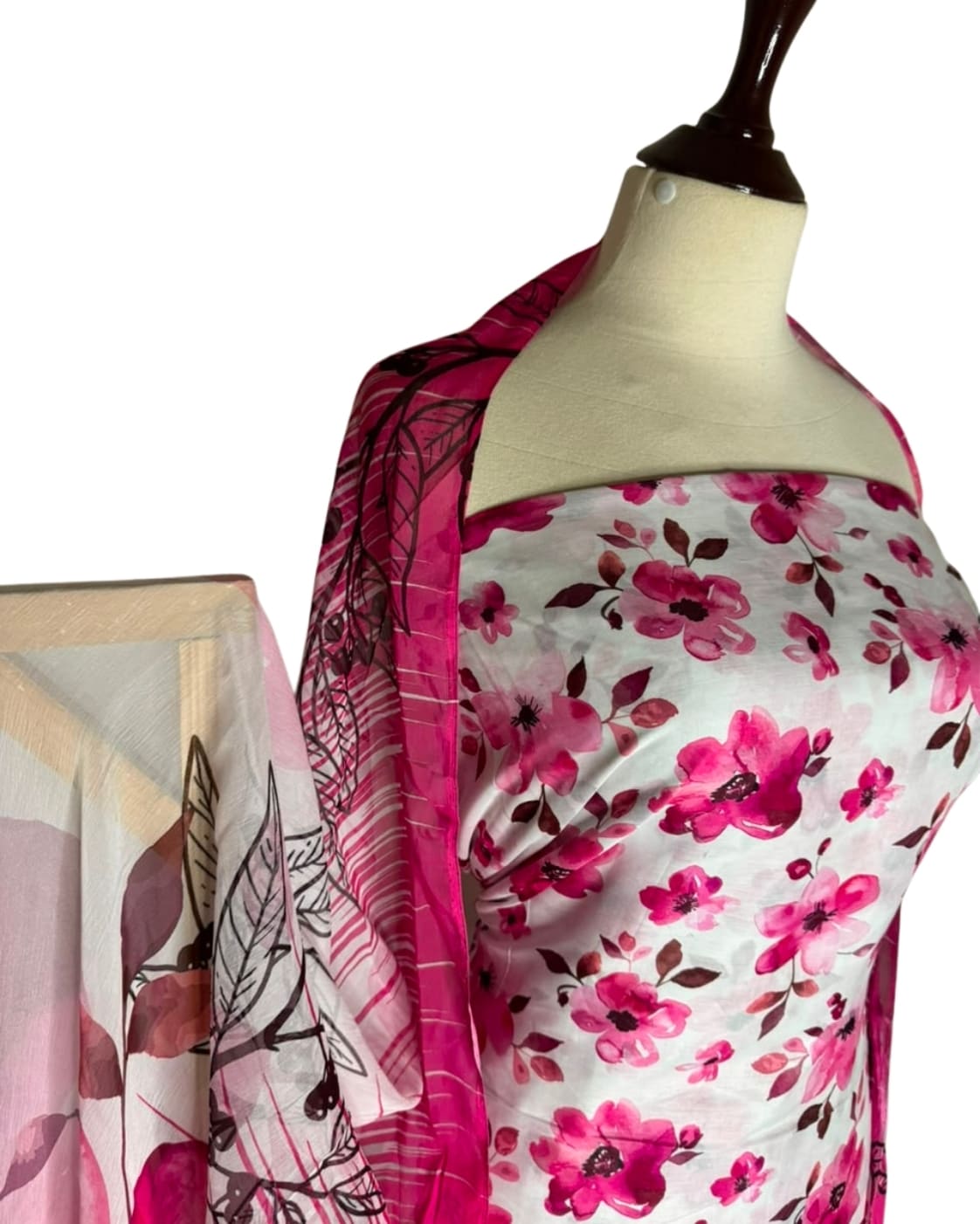 Anmol Luxe Unstitched Lawn 3 Piece Suit | All Over Print + Pure Bamber Chiffon Dupatta