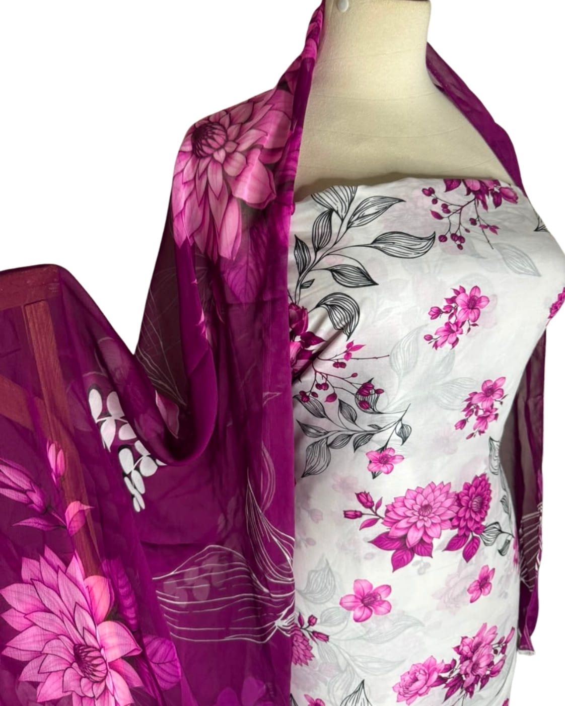 Anmol Luxe Summer Lawn 3 Piece Suit | Printed Shirt Trouser & Pure Bamber Dupatta