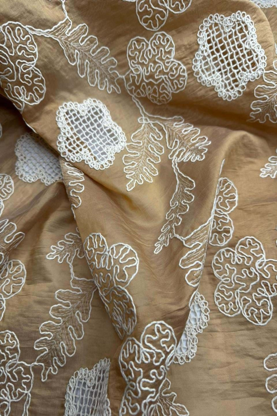 Gold Aura – Intricate Chikan Kari on Premium Paper Silk