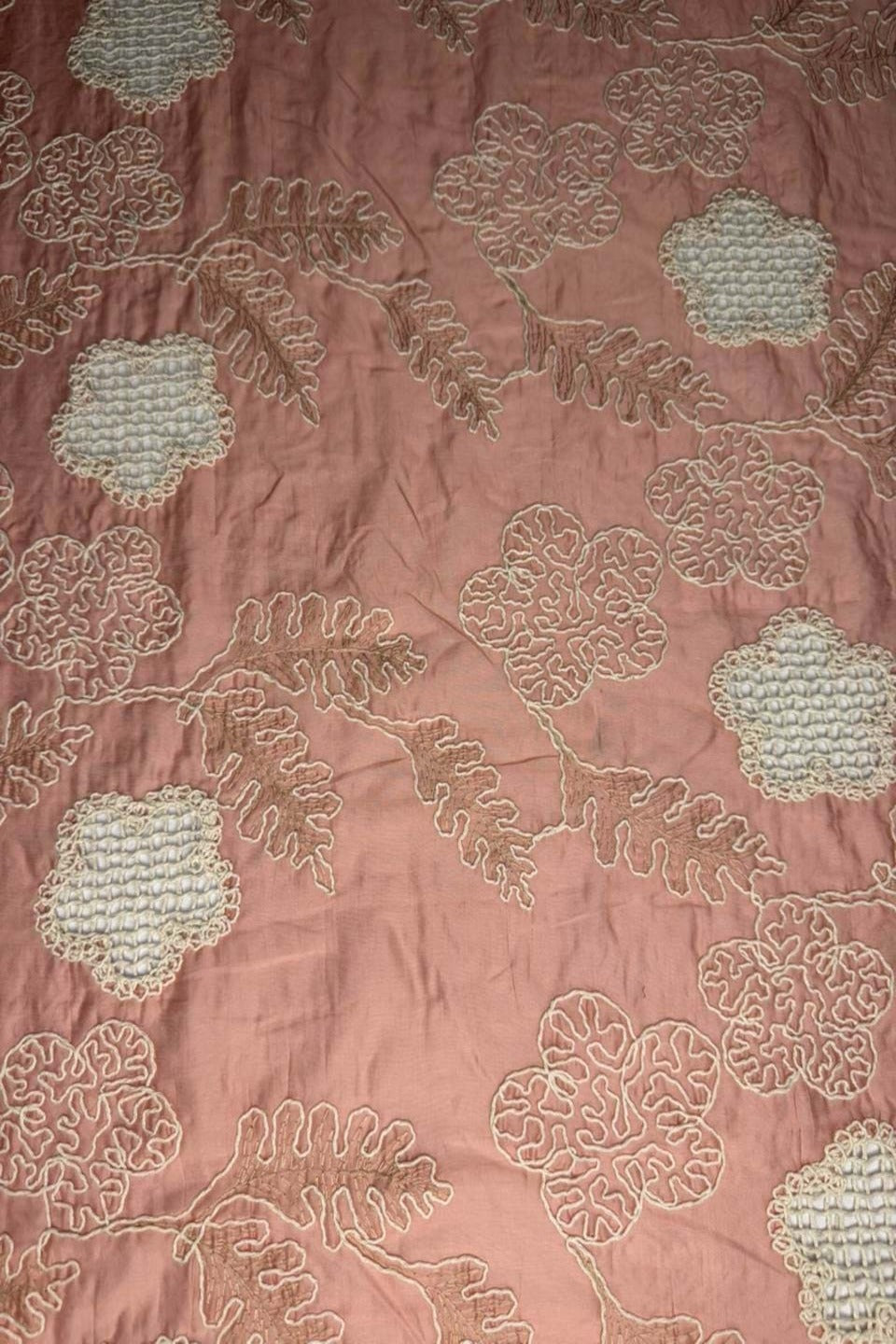 Amber Glow – Premium Paper Silk Chikan Kari Fabric