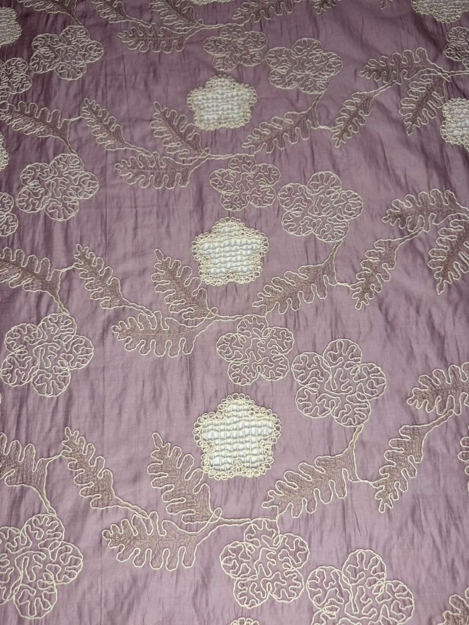 "Premium Designer Dusty Rose Paper Silk Shirt – Intricate Ivory Chikan Kari & Jali Cutwork"