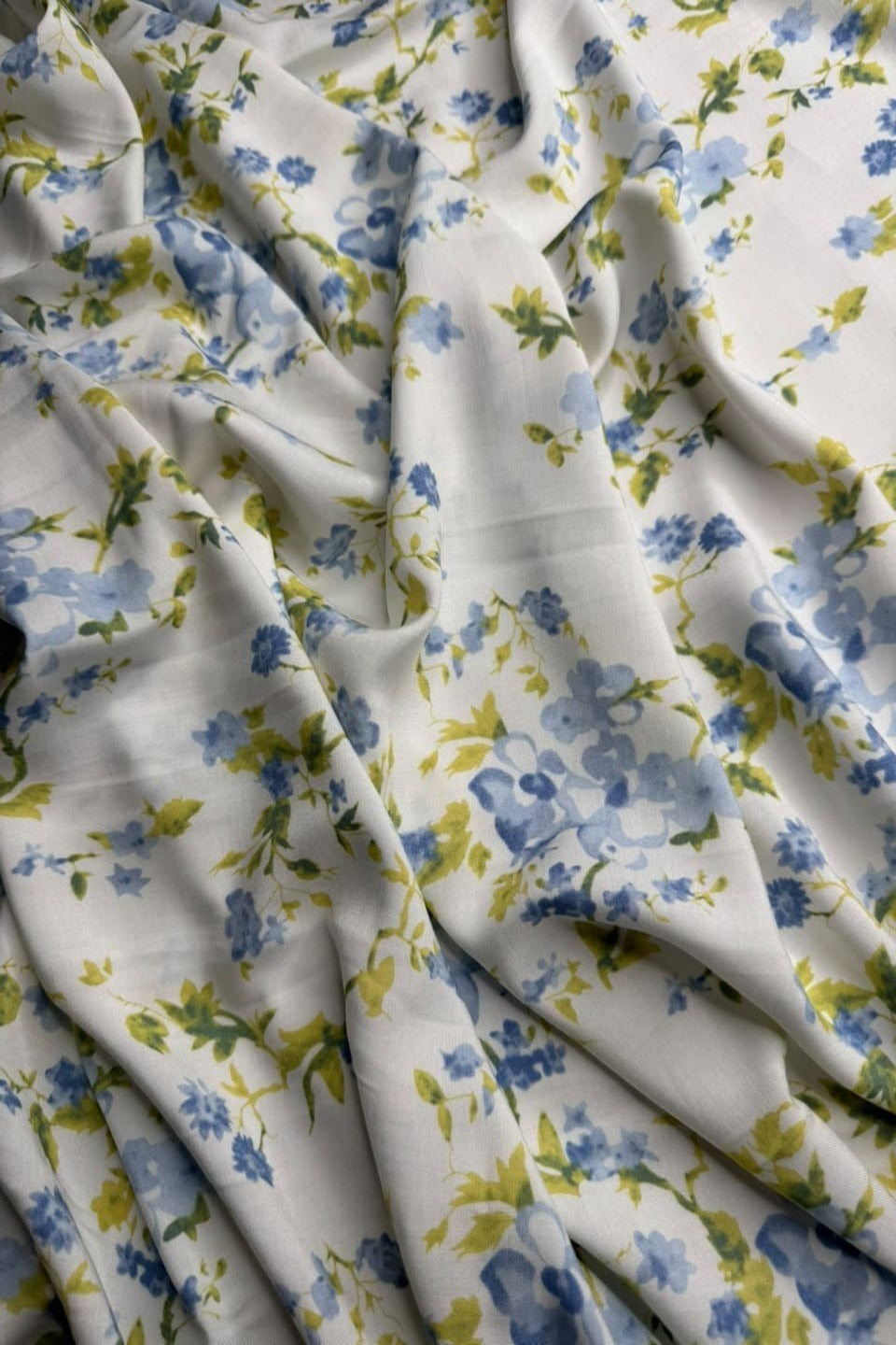Premium Stone Linen Blue Blossom 2 Piece Unstitched Suit for Women