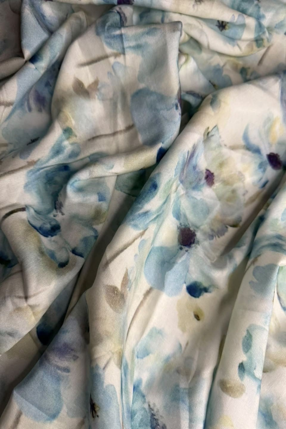 Premium Stone Linen Misty Blue Petals 2 Piece Unstitched Suit for Women