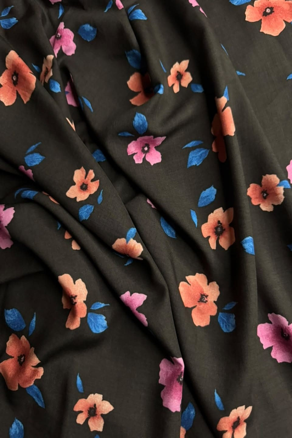 Premium Stone Linen Midnight Blossom 2 Piece Unstitched Suit for Women