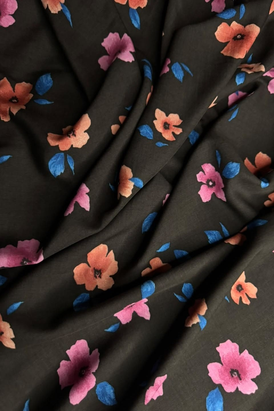 Premium Stone Linen Midnight Blossom 2 Piece Unstitched Suit for Women
